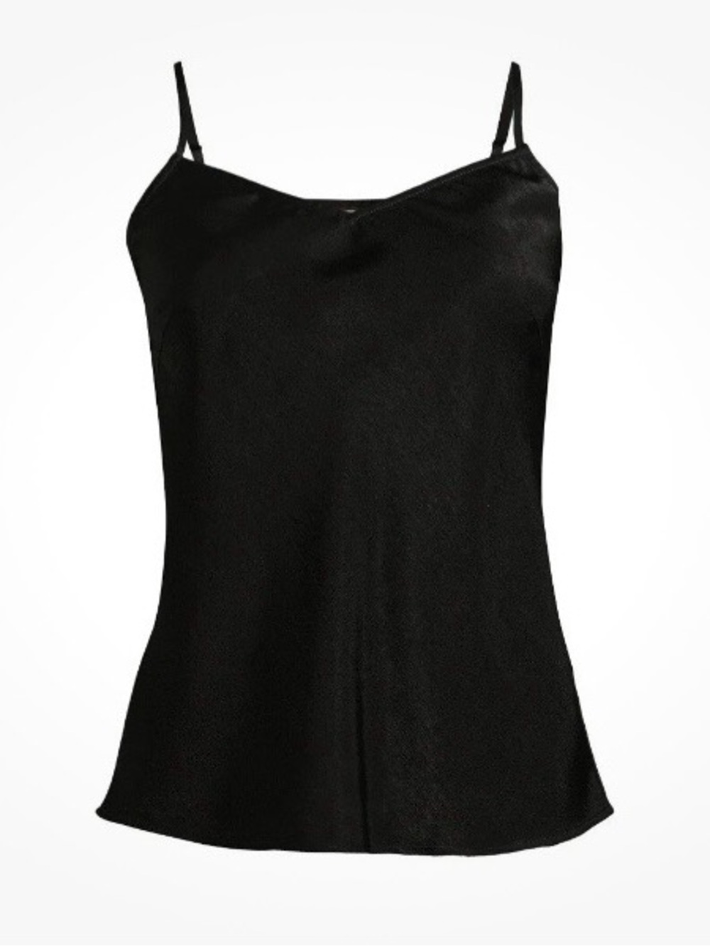 Time & Tru Satin Feel Woven Cami with Adjustable Straps-Black Soot-XL